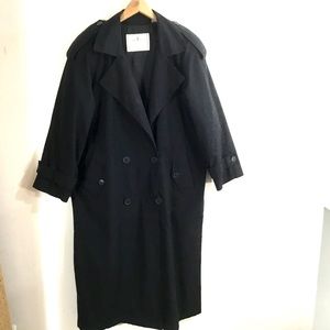London Fog Towne Black Raincoat Trench Coat SZ 12